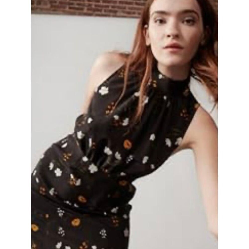 NEW THAKOON Womens 4 Brown Cream Floral Silk Sleeveless Maxi Dress